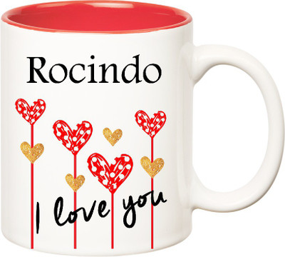 

Huppme I Love You Rocindo Inner Red (350 ml) Ceramic Mug(350 ml), Red;white