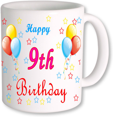 PhotogiftsIndia 9th Happy Birthday Coffee Ceramic Mug(350 ml), Multicolor