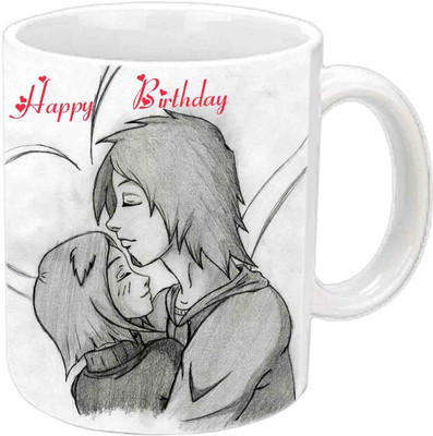 

Raj Laxmi Happy B'day With Sketch White Ceramic Mug(3.5 ml)