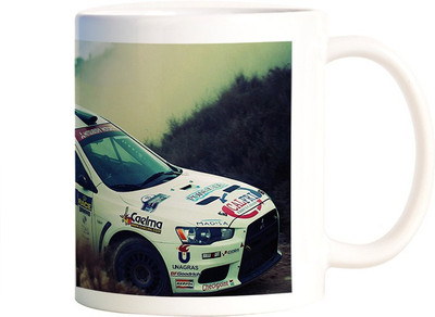 

Rangeele Inkers Car Race Wheelie Ceramic Mug(300 ml), Multicolor