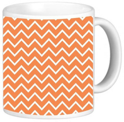 

Rikki Knight LLC Knight Photo Quality Ceramic Coffee, 11 oz, Autumn Orange Zig Zag Stripes Ceramic Mug(60 ml)