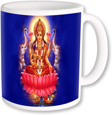 

PhotogiftsIndia Maa Laxmi In Blue Background Ceramic Mug(325 ml), Multicolor