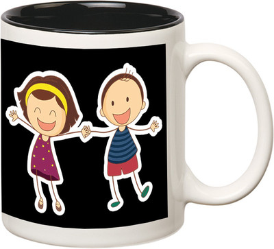 

Huppme I Am Lucky Inner Black Ceramic Mug(350 ml)