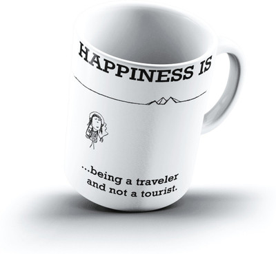 

Ucard Happiness Is2195 Bone China, Ceramic, Porcelain Mug(325 ml), Multicolor