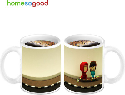 45% OFF on Homesogood For Love Birds Ceramic Mug(280 ml, Pack of 2)