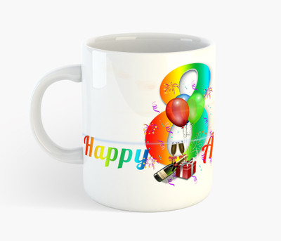 

Deeher Gifts Happy 8th Anniversary Ceramic Mug(350 ml), Multicolor