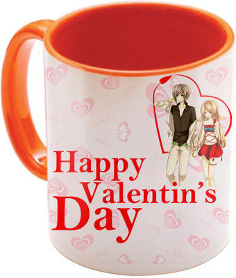 

SKY TRENDS Valentine Gift for Girlfriend Love Printed I Love U Forever Perfect for Her Him Wife Fiance Anniversary And Birthday STGD115 Ceramic Mug(325 ml), Orange