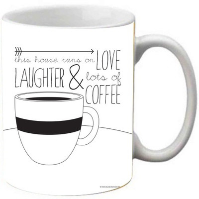 

Maison N Mode Love Laughter & Coffee Coffee Ceramic Mug(330 ml), Multicolor