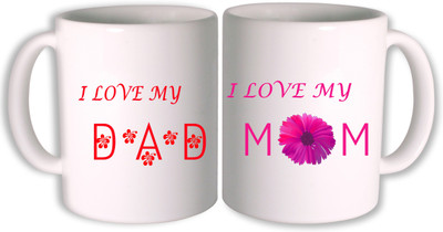 

PhotogiftsIndia dad mom i love you Ceramic Mug(350 ml, Pack of 2), Multicolor