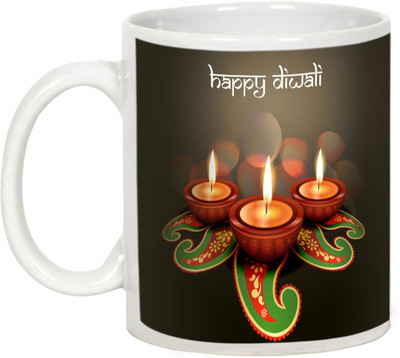 

AllUPrints Gifts For Deepawali - Spread Love And Peace On Diwali Ceramic Mug(325 ml), White