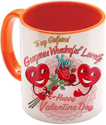 

SKY TRENDS Valentine Gift for Girlfriend Love Printed I Love U Forever Perfect for Her Him Wife Fiance Anniversary And Birthday STGD023 Ceramic Mug(325 ml), Orange