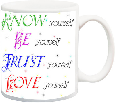 

ME&YOU Gift for Husband/Wife/Boyfriend/Girlfriend/lover;Know yourself be your Printed Ceramic Mug(325 ml), Multicolor