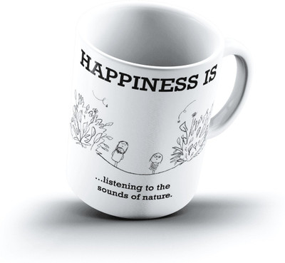 

Ucard Happiness Is1445 Bone China, Ceramic, Porcelain Mug(325 ml), Multicolor