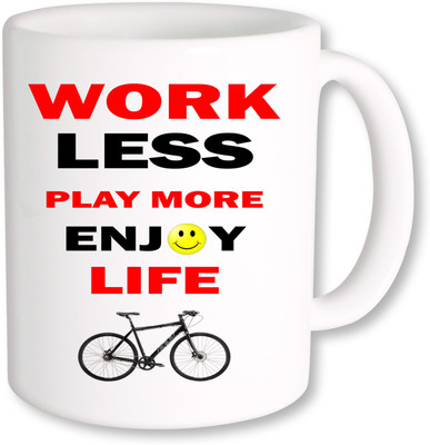 

PhotogiftsIndia Play More Enjoy Life Ceramic Mug(325 ml), Multicolor