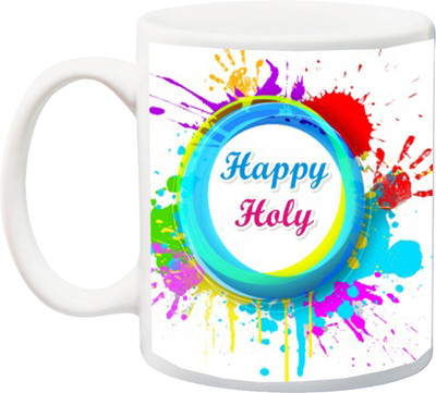 

ME&YOU Gift for Holi;Happy Holy colorful 3D Printed Ceramic Mug(325 ml), Multicolor