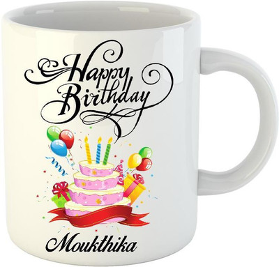 

Huppme Happy Birthday Moukthika White (350 ml) Ceramic Mug(350 ml)
