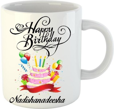 

Huppme Happy Birthday Nadishanadeesha White (350 ml) Ceramic Mug(350 ml)