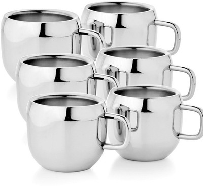 Glocal Source Pack of 6 Stainless Steel Apple(Silver)