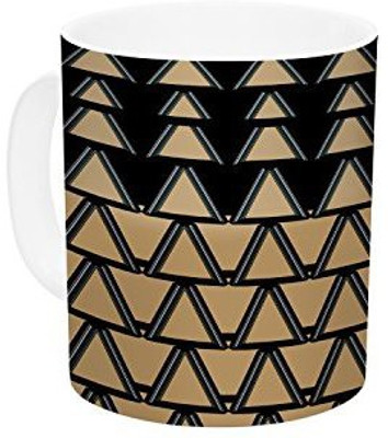 

Kess InHouse InHouse Nina May Deco Angles Gold Black Ceramic Coffee, 11 oz, Multicolor Ceramic Mug(60 ml)