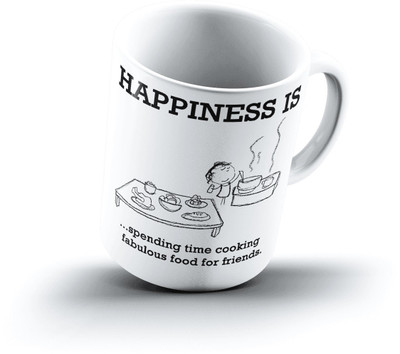 

Ucard Happiness Is1637 Bone China, Ceramic, Porcelain Mug(325 ml), Multicolor