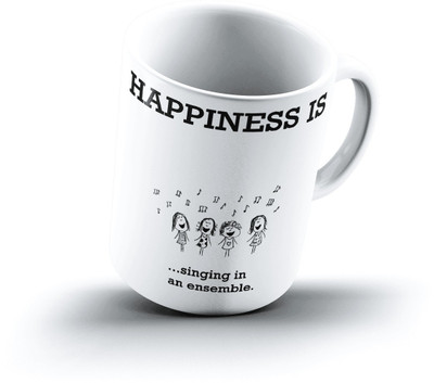 

Ucard Happiness Is1711 Bone China, Ceramic, Porcelain Mug(325 ml), Multicolor