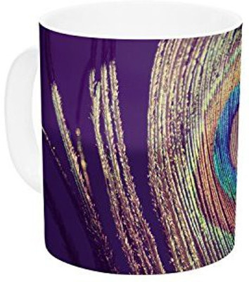 

Kess InHouse InHouse Nastasia Cook Proud as a Peacock Brown Feather Ceramic Coffee, 11 oz, Multicolor Ceramic Mug(60 ml)