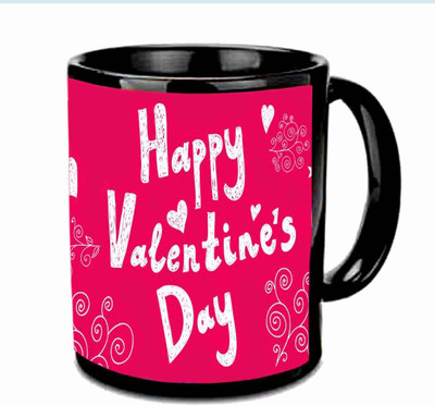

Raj Laxmi Happy heart valentine black Ceramic Mug(350 ml)