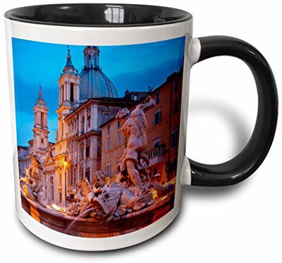 

3dRose mug_137602_4 Piazza Navona, Fountain of Neptune, Rome, Italy EU16 BJN0131 Brian Jannsen Two Tone Black, 11 oz, Black/White Ceramic Mug(60 ml), Multicolor
