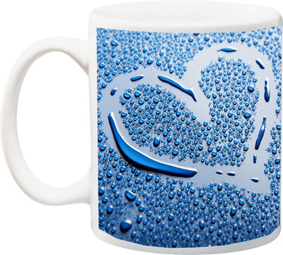 

ME&YOU Blue Droplets forming Heart Shape Beautiful 3D Print Ceramic Mug(325 ml), Multicolor