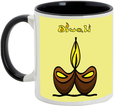 

AllUPrints Gifts For Deepawali - Diwali The Festival Of Light Ceramic Mug(325 ml), Black