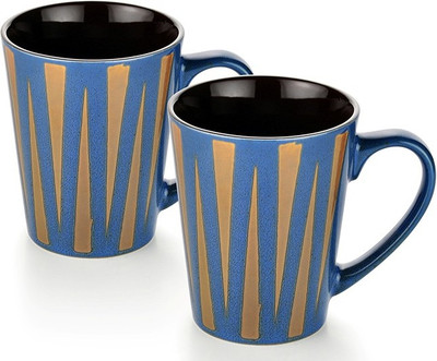 

Buono Casa SWMM115 Porcelain Mug(325 ml, Pack of 2), Blue