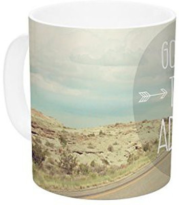 

Kess InHouse InHouse Jillian Audrey Go Onward to Great Adventures Typography Ceramic Coffee, 11 oz, Multicolor Ceramic Mug(60 ml)