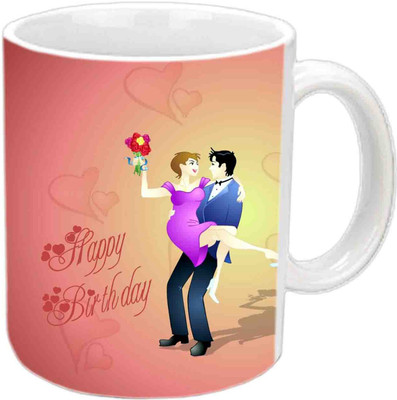 

Raj Laxmi Loving Couple B'day White Ceramic Mug(3.5 ml)