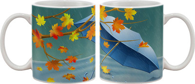 

Artifa Umbrella In Autumn Shower Porcelain, Ceramic Mug(350 ml), Multicolor