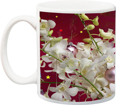 

ME&YOU Special Gift For family/Relative/Friends on Merry Christmas;rose Printed Ceramic Mug(325 ml), Silver