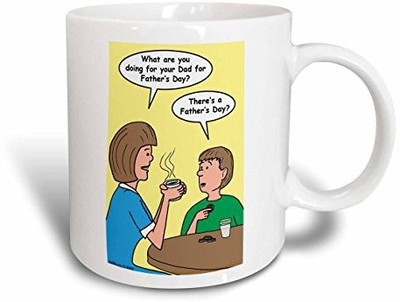 

3dRose Fathers Day Discussion Between Mother and Son Ceramic, 11 oz, White Ceramic Mug(60 ml), Multicolor