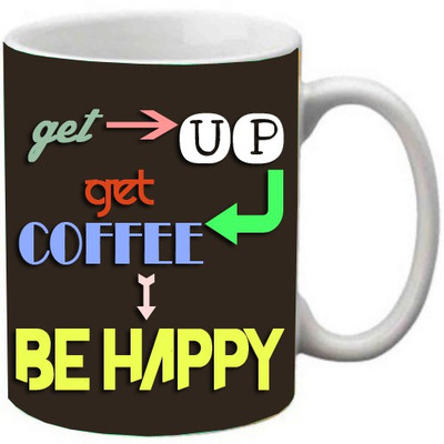 

Maison N Mode Get Up Get Coffee Coffee Ceramic Mug(330 ml), Multicolor