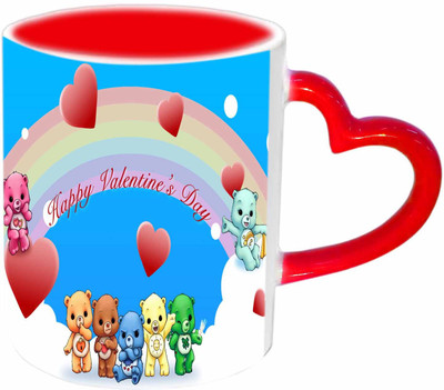 

Raj Laxmi Teddy's heart red handle valentine Ceramic Mug(350 ml)