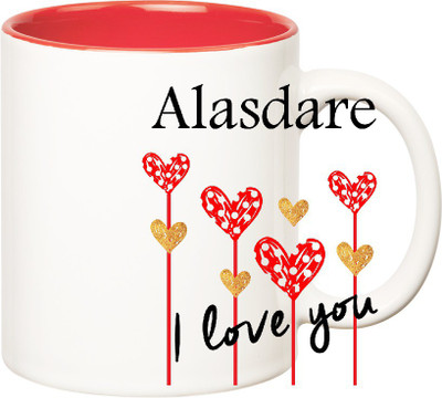 

Huppme I Love You Alasdare Inner Red (350 ml) Ceramic Mug(350 ml), Red;white