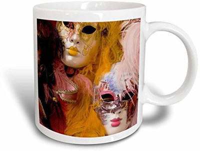 

3dRose mug_82054_2 Carnival Party Masks, Venice, Italy EU16 BBA0177 Bill Bachmann Ceramic, 15 oz, White Ceramic Mug(60 ml), Multicolor