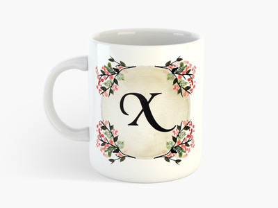

Deeher Gifts "X" Name Initials Ceramic Mug(350 ml), Multicolor