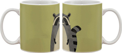

Artifa Racoon Cartoon Porcelain, Ceramic Mug(350 ml), Multicolor