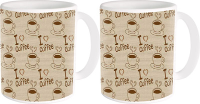 

Heyworlds gifts for i love coffee design 01 Ceramic Mug(325 ml, Pack of 2), Multicolor