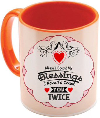 

SKY TRENDS Valentine Gift for Girlfriend Love Printed I Love U Forever Perfect for Her Him Wife Fiance Anniversary And Birthday STGD192 Ceramic Mug(325 ml), Orange