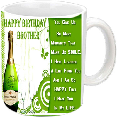 

Jiya Creation1 brother b'day shampion white mug Ceramic Mug(350 ml)