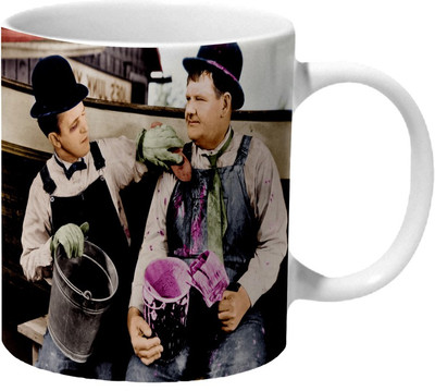 

Mooch Wale Laurel & Hardy Colorful Towed In A Hole Ceramic Mug(325 ml), Multicolor