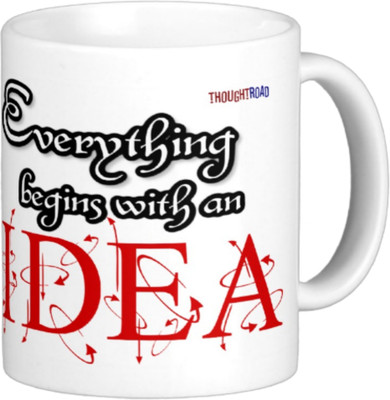 

Thoughtroad Everything Begins With An Idea Ceramic Mug(375 ml), Multicolor
