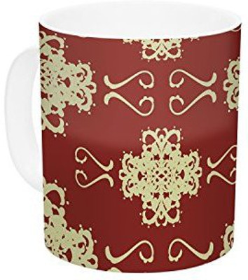 

Kess InHouse InHouse Mydeas Asian Motif Damask Red Pattern Ceramic Coffee, 11 oz, Multicolor Ceramic Mug(60 ml)