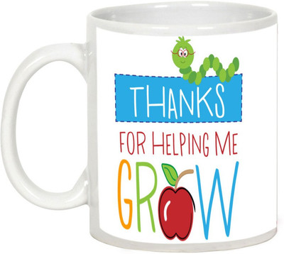 

AllUPrints Teacher Help Me Grow Ceramic Mug(325 ml), White