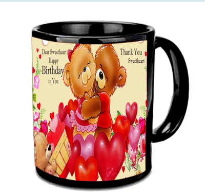 

Raj Laxmi Teddy Love Happy B'day Black Ceramic Mug(3.5 ml)